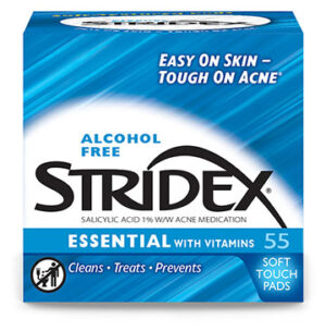 Tampons Médicamenteux Stridex Essential avec Vitamines – 55 unités, Acide Salicylique 1%