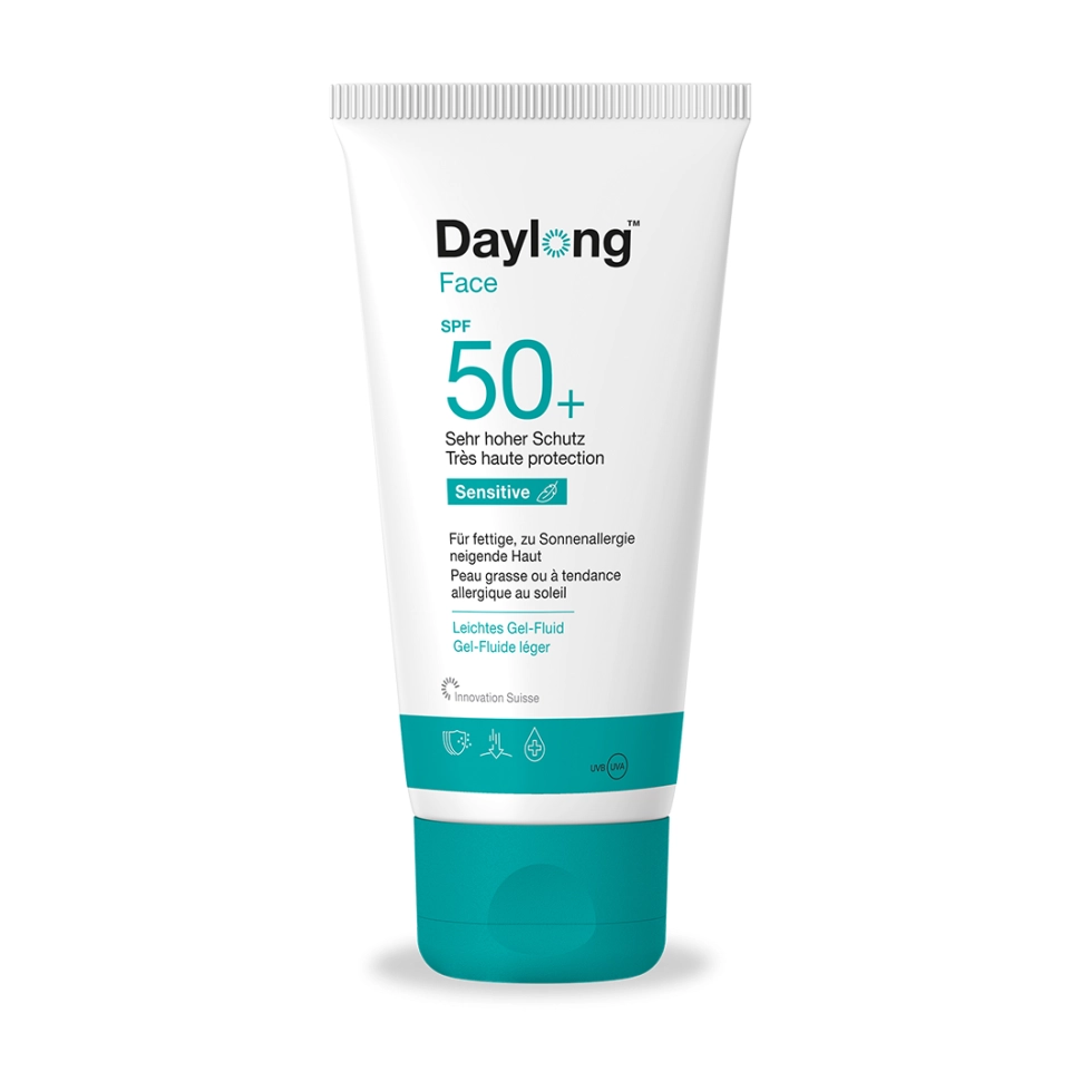 Gel Fluide Léger SPF 50+ Daylong Visage – Pour Peaux Grasses et Allergiques au Soleil