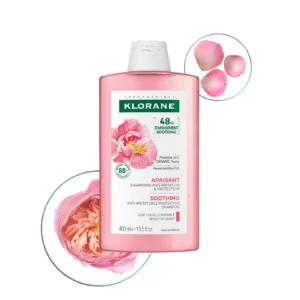 Klorane Shampooing Apaisant à la Pivoine Bio – Cuir Chevelu Sensible, Confort 48H