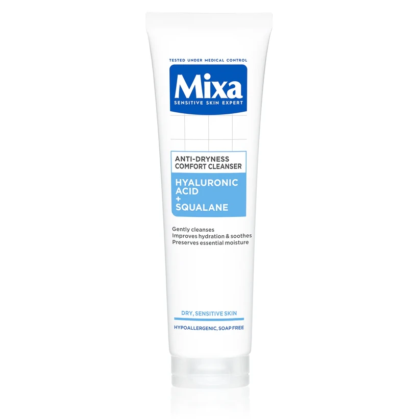 MIXA – Nettoyant Confort Anti-Dessèchement Peaux Sensibles Acide Hyaluronique + Squalane